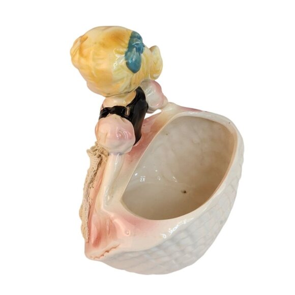 Ruebens Originals Ceramic Planter Pink Gown Blonde Girl Figurine Vintage 526 Lab - Picture 11 of 11